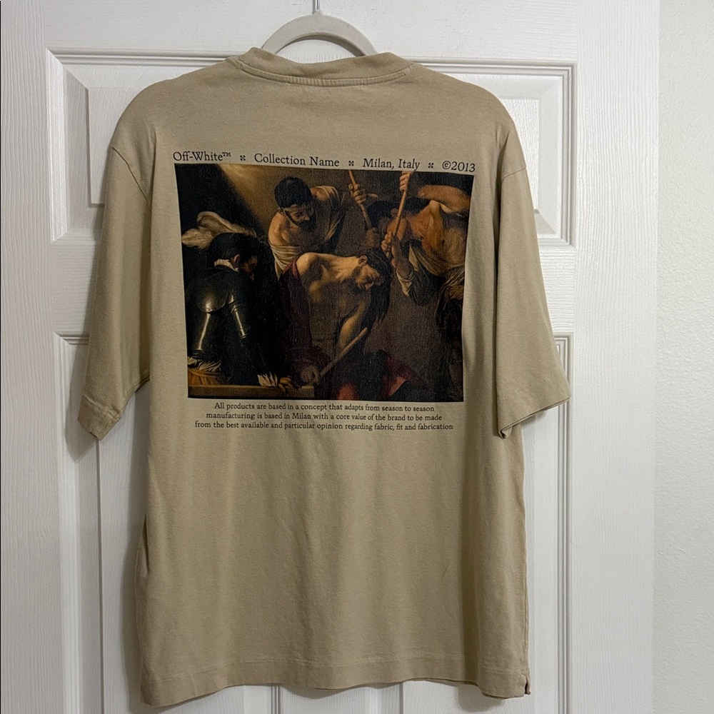 Off-White Short Sleeve Logo Tee in Sand - Picture 2 of 3